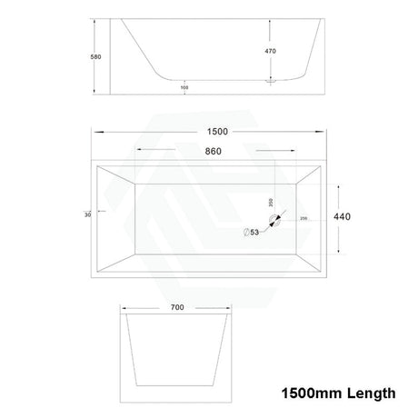 1200/1300/1400/1500/1600/1700mm Square Bathtub Multi Fit Corner Back To Wall Freestanding Acrylic