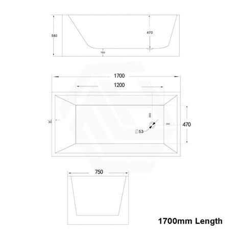 1200/1300/1400/1500/1600/1700mm Square Bathtub Multi Fit Corner Back To Wall Freestanding Acrylic