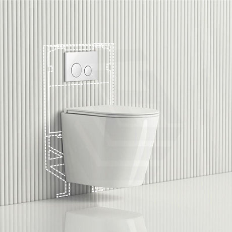 Zara Rimless Wall Hung Toilet Pan With Inwall Cistern Flush Button Suites